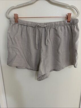 Charlie Holiday Tan Elastic Drawstring Linen Blend Shorts | 8